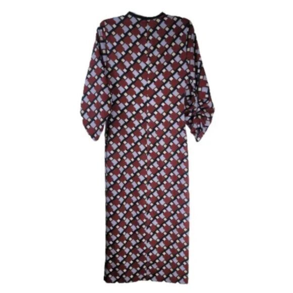 Zara Geometric Print Long Sleeve Midi Dress Modern Graphic Pattern Chic Fall - Picture 3 of 11